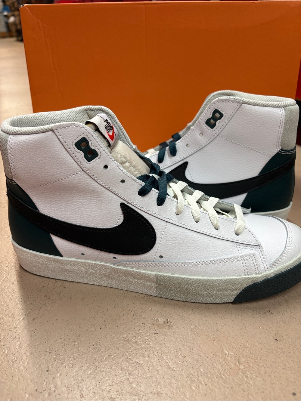 Nike Blazer Mid Sneaker in White, Black and Teal